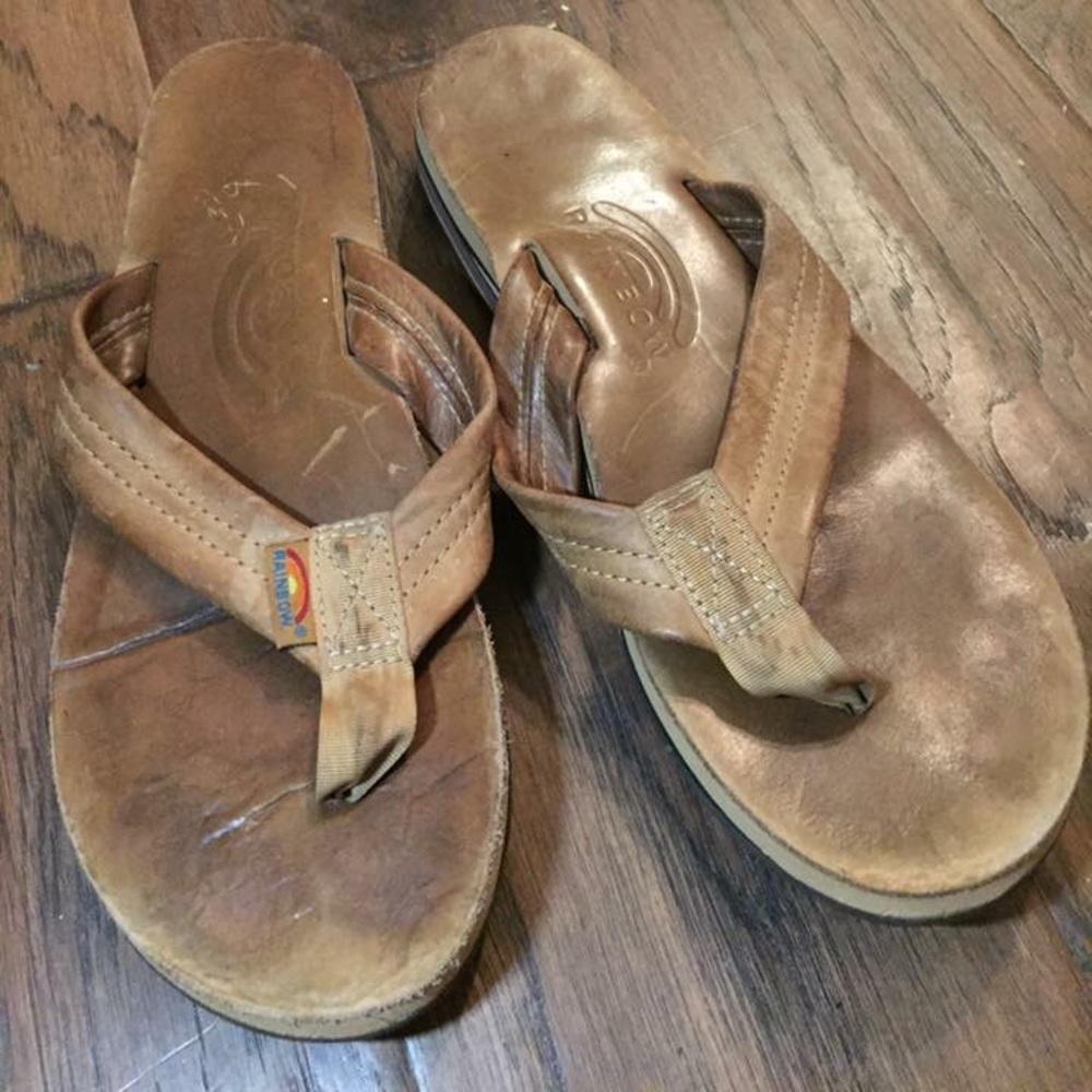 Rainbow flip flops